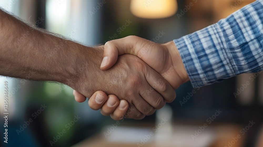 Poster two hands shaking in a business agreement signifying trust and cooperation in a professional setting