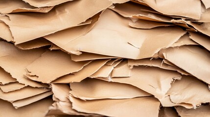 Obraz premium Heap of shredded brown paper waste showing the importance of recycling and waste management : Generative AI