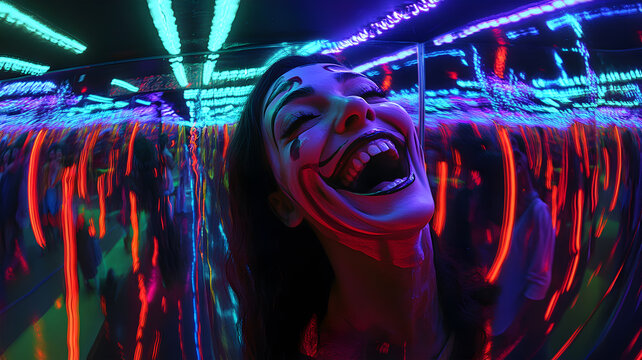 Funhouse Mirror Maze Reflecting Distorted Images
