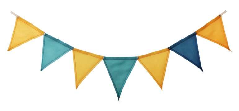 Bunting flags isolated on transparent background