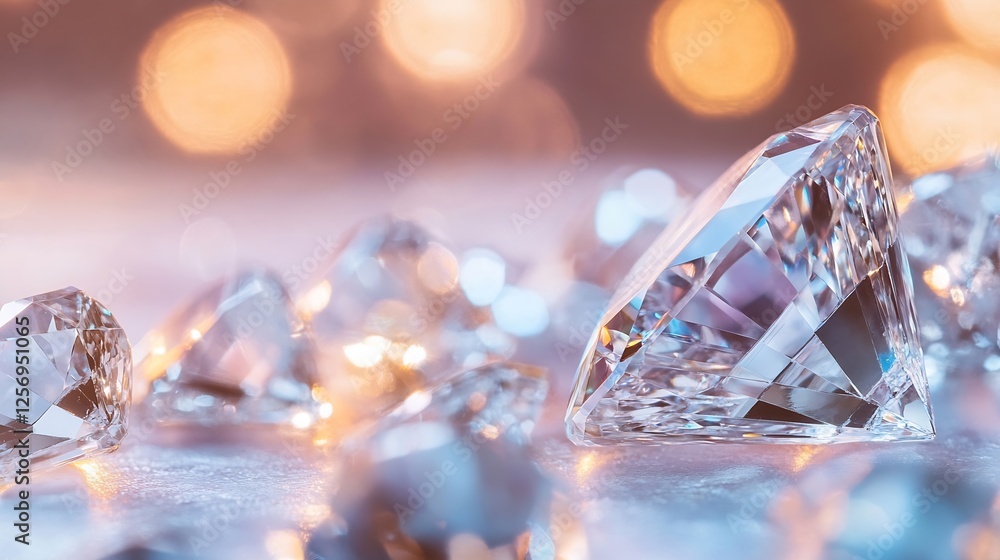 Fototapete stunning closeup of sparkling diamonds creating a luxurious and glamorous atmosphere : generative ai