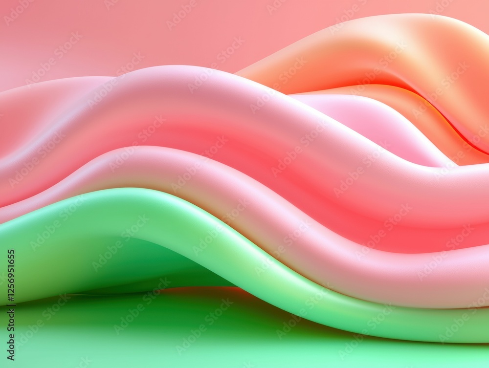 Poster pastel abstract forms curving waves
