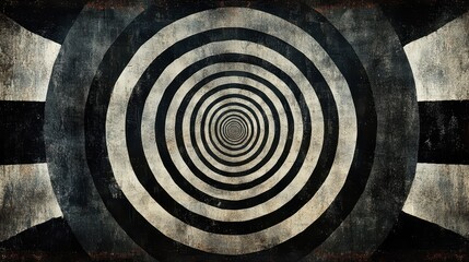 Hypnotic spiral tunnel, grunge texture, abstract background, design element