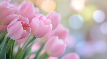 Obraz premium Charming pink tulip flowers blooming in a garden creating a joyful spring ambiance : Generative AI