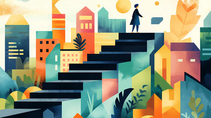 A girl ascending the stairs