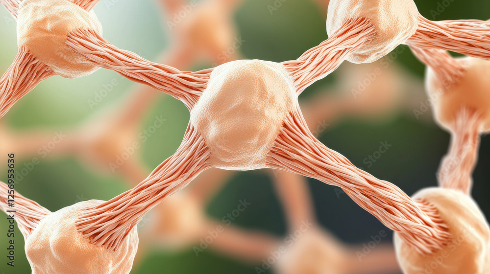 Poster collagen type ii and joint health concepts, 3d visualization of collagen type ii structure, showcasi