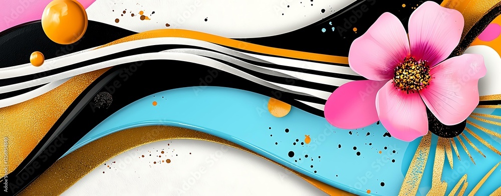Aufkleber chicano patterns vibrant abstract background with colorful waves and floral elements for creative pr