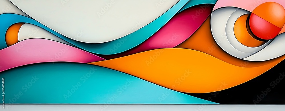 Poster chicano patterns abstract colorful composition with flowing shapes and smooth curves in vibrant hues