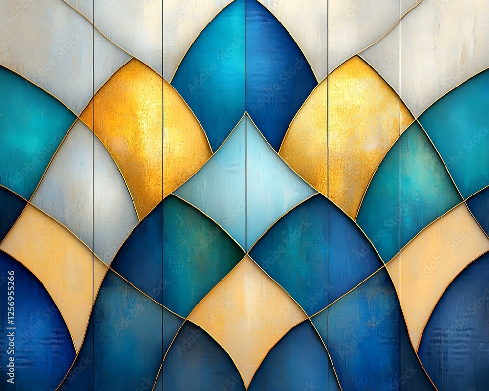 Aufkleber chicano patterns abstract colorful geometric pattern design with blue, gold and white for modern int