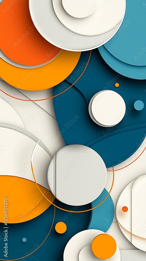Poster chicano patterns abstract geometric composition with layered circles and colorful overlays in modern