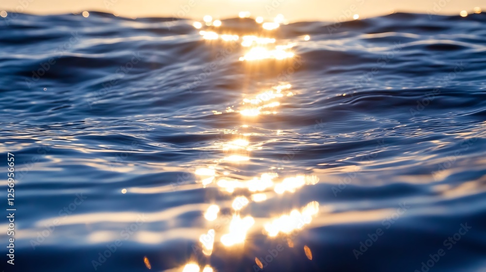 Poster glittering water surface under soft sunlight creating a serene coastal effect : generative ai