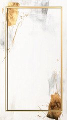 abstract white and gold watercolor background with golden frame
