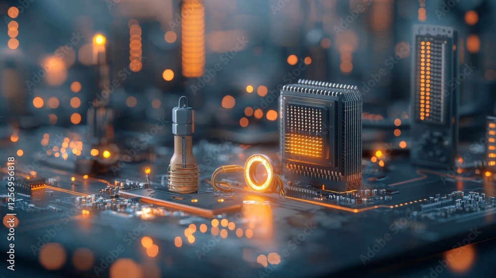 Aufkleber innovative technological advancement in digital cityscape virtual environment 3d rendered graphics f