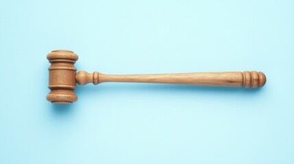 Wooden gavel on blue background, justice concept (2)