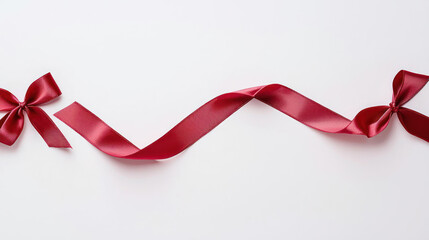 Elegant Red Ribbon Decor on White Background