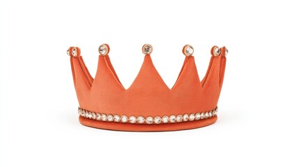 Elegant orange crown adorned with sparkling gems, isolated on a clean background, ideal for celebrations