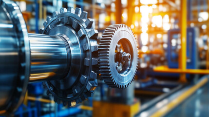 A dynamic close-up of industrial gears in motion, symbolizing the precision and complexity of mechanical engineering applications with a modern, bright tone and empty space for caption.

