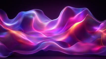 Fototapeta premium Abstract glowing waves, dark background, digital art, website header