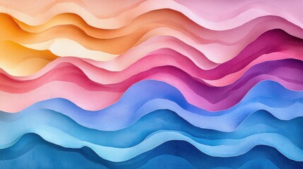 Fototapeta premium Abstract waves in vibrant colors creating a serene oceanic landscape with soft gradients