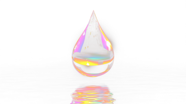 a water drop with a rainbow colored liquid