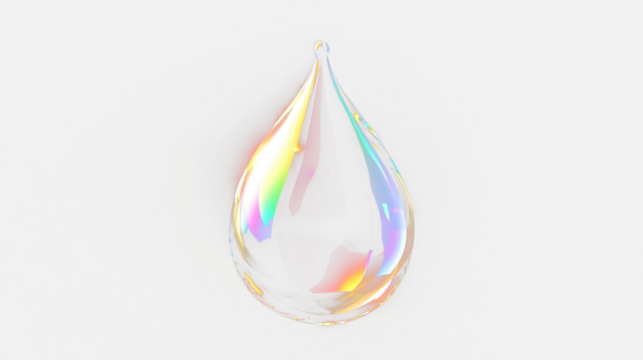 a rainbow colored drop of water