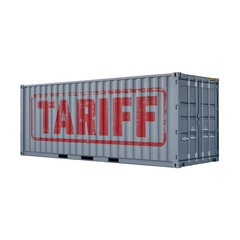 Shipping cargo container tariff stamp duties tax concept image illustration isolated transparent background