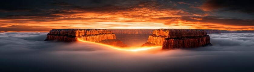 Fototapeta premium Grand Canyon Aerial View Clouds and Vibrant Sky Panorama