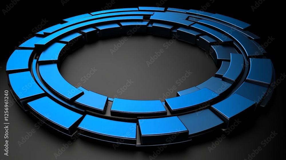 Poster abstract circular shape with blue and black color contrast
