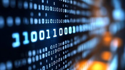 Abstract digital binary code illustrating the concept of information technology and data processing in modern computing : Generative AI