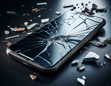 【高画質】画面のひび割れたスマートフォン｜落下事故・故障・修理
