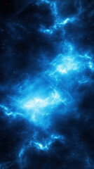 Naklejka premium vibrant blue nebula with swirling clouds and stars in deep space