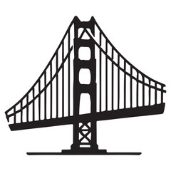 Iconic Golden Gate Bridge Silhouette Art Vector Illustration