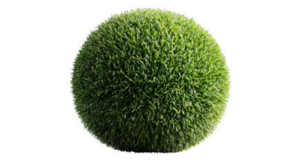 Green grass sphere rotating on transparent background