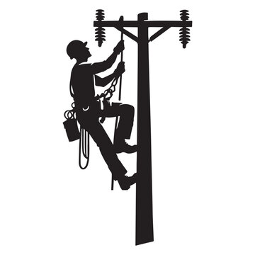 recommend clip art: Lineman Climbing Silhouette Vector Illustration Power Pole Utility