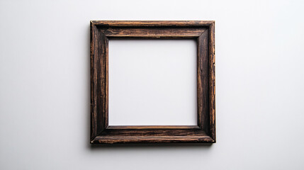 rustic dark wood frame on white background mockup  for art print or photograph  with copy space  for message
