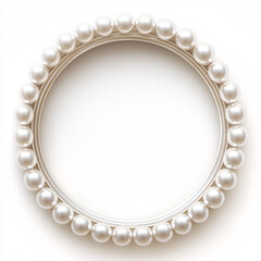 Obraz premium white pearl circle frame isolated on white background
