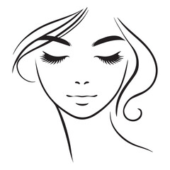 Woman Face Silhouette With Eyelashes Vector Illustration Beauty