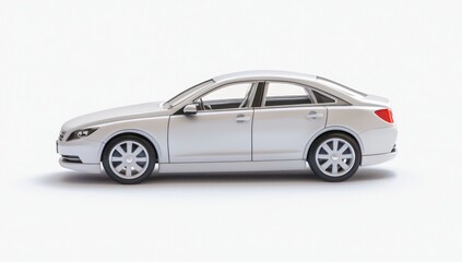 Obraz premium Clean-cut car model in profile, white background highlighting sleek, modern design features.