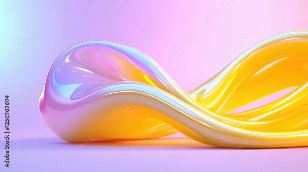 Poster abstract curve with iridescent surface