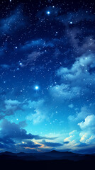 Fototapeta premium Night sky with stars and galaxy in outer space. Night landscape. Sky