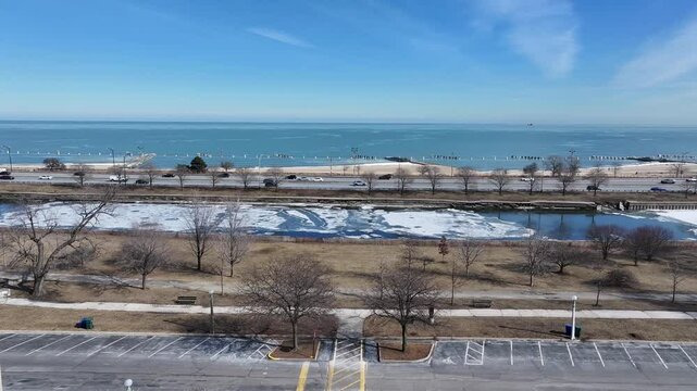 Lincoln Park At Chicago In Illinois United States. Downtown City. Leisure Park Landscape. Lincoln Park At Illinois United States. Metropolitan District. Winter Scenery.