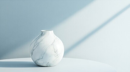 Marble Vase on Light Blue Background (1)