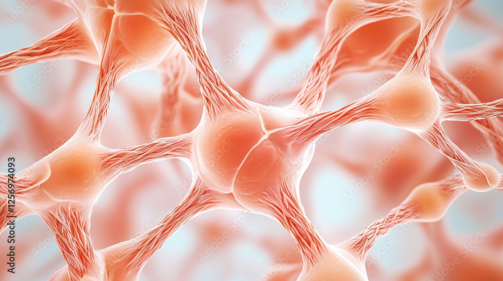 Poster collagen type ii and joint health concepts, 3d visualization of collagen type ii structure, showcasi