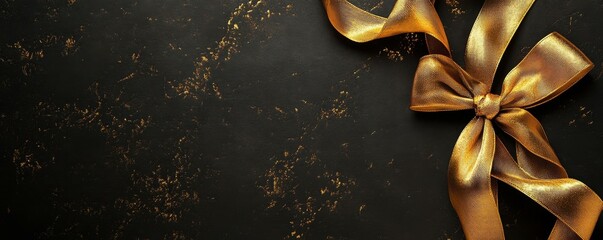 Golden Bow on Dark Textured Background Elegant Design