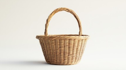 Obraz premium Empty Wicker Basket Against Plain Background. Possible Use Product Photography