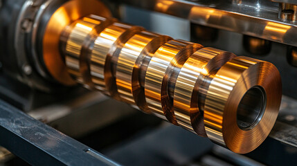 Obraz premium High-quality sheet steel rolling mill emphasizing superior strength and durability, featuring a modern and bright tone with blurred empty space, symbolizing precision, industrial progress, and innovat