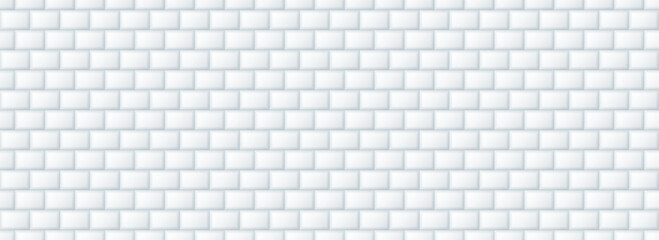 Seamless grey tile pattern. Rectangle ceramic tiled texture for bathroom wall, kitchen floor, pool surface. Repeating light mosaic grid background. Repeated white brick backdrop. Vector wallpaper