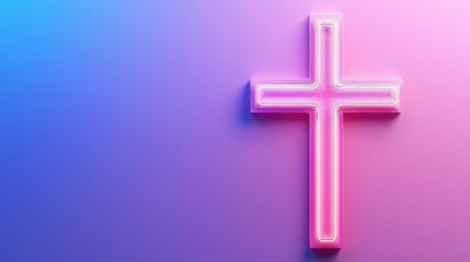 Fototapeta premium Luminous Christian Cross Symbol Against Vibrant Backdrop