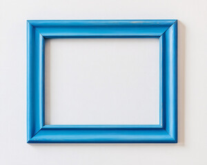 Fototapeta premium blue picture frame isolated on white wall background