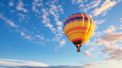 Fototapeta premium Colorful hot air balloon floating against a picturesque sky showcasing adventure and freedom : Generative AI
